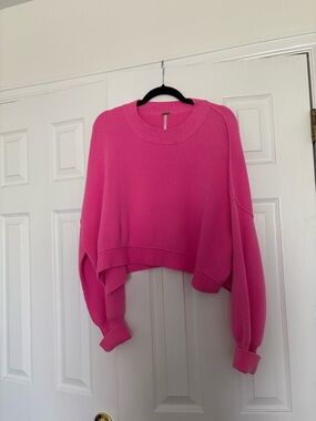 Free People Bright Pink Easy Street Sweater
